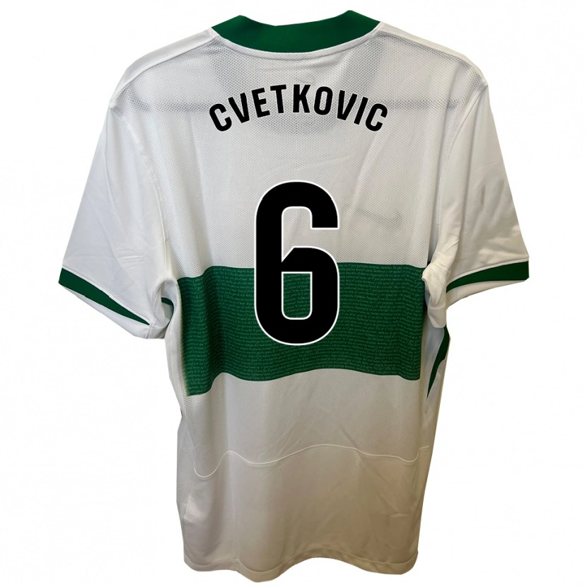 Danxen Bambino Maglia Novak Cvetkovic #6 Bianco Verde Kit Gara Home 2025/26 Maglietta