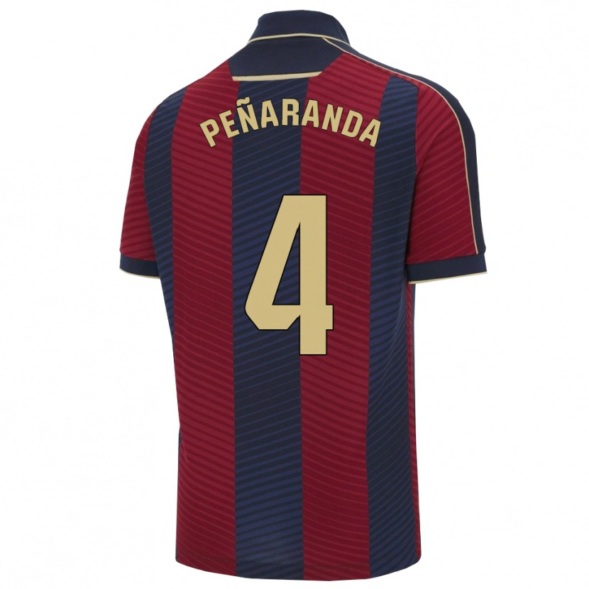 Danxen Bambino Maglia Carlos Peñaranda #4 Rosso Blu Scuro Kit Gara Home 2025/26 Maglietta