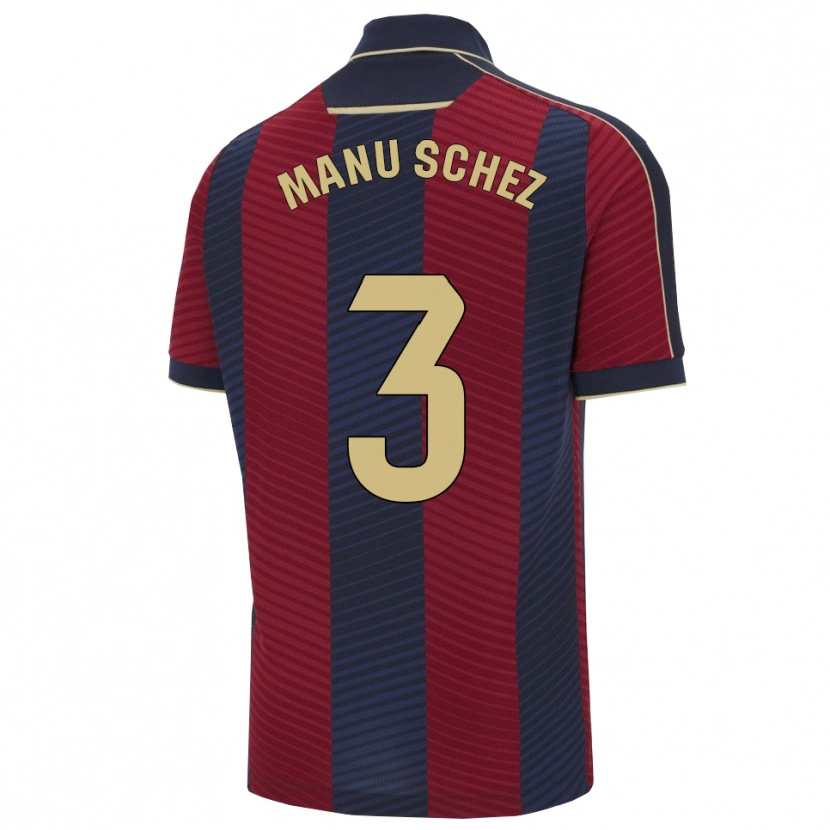 Danxen Bambino Maglia Manu Sánchez #3 Rosso Blu Scuro Kit Gara Home 2025/26 Maglietta