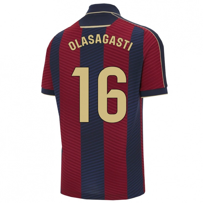 Danxen Bambino Maglia Jon Ander Olasagasti #16 Rosso Blu Scuro Kit Gara Home 2025/26 Maglietta