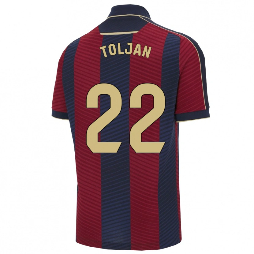 Danxen Bambino Maglia Jeremy Toljan #22 Rosso Blu Scuro Kit Gara Home 2025/26 Maglietta