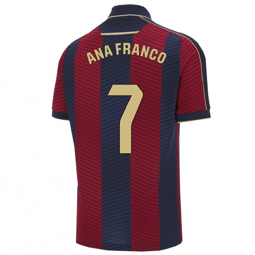 Danxen Bambino Maglia Ana Franco #7 Rosso Blu Scuro Kit Gara Home 2025/26 Maglietta