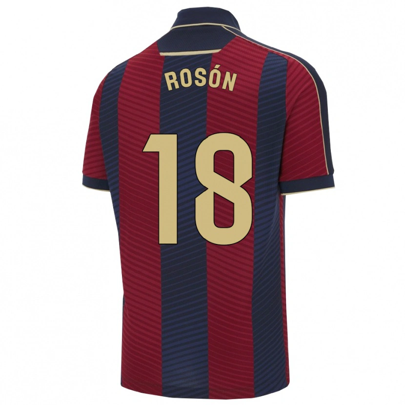 Danxen Bambino Maglia Pablo Rosón #18 Rosso Blu Scuro Kit Gara Home 2025/26 Maglietta