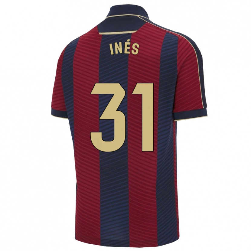 Danxen Bambino Maglia Inés Rizo #31 Rosso Blu Scuro Kit Gara Home 2025/26 Maglietta