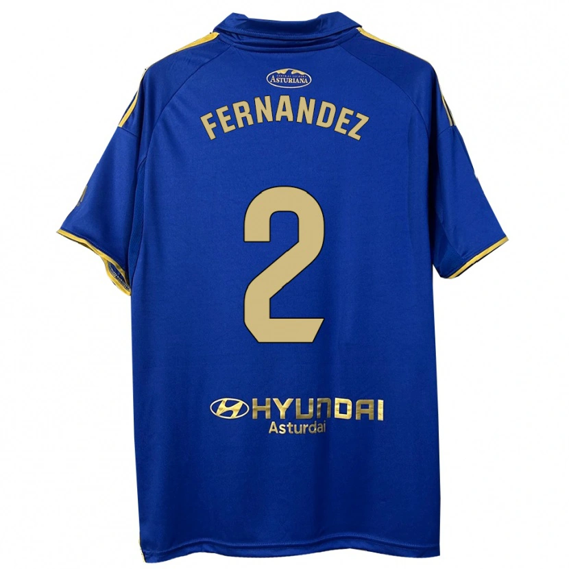 Danxen Bambino Maglia Adrián Fernández #2 Blu Oro Kit Gara Home 2025/26 Maglietta