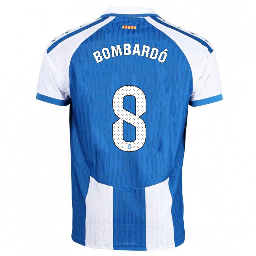 Danxen Bambino Maglia Alex Bombardó #8 Blu Bianco Kit Gara Home 2025/26 Maglietta