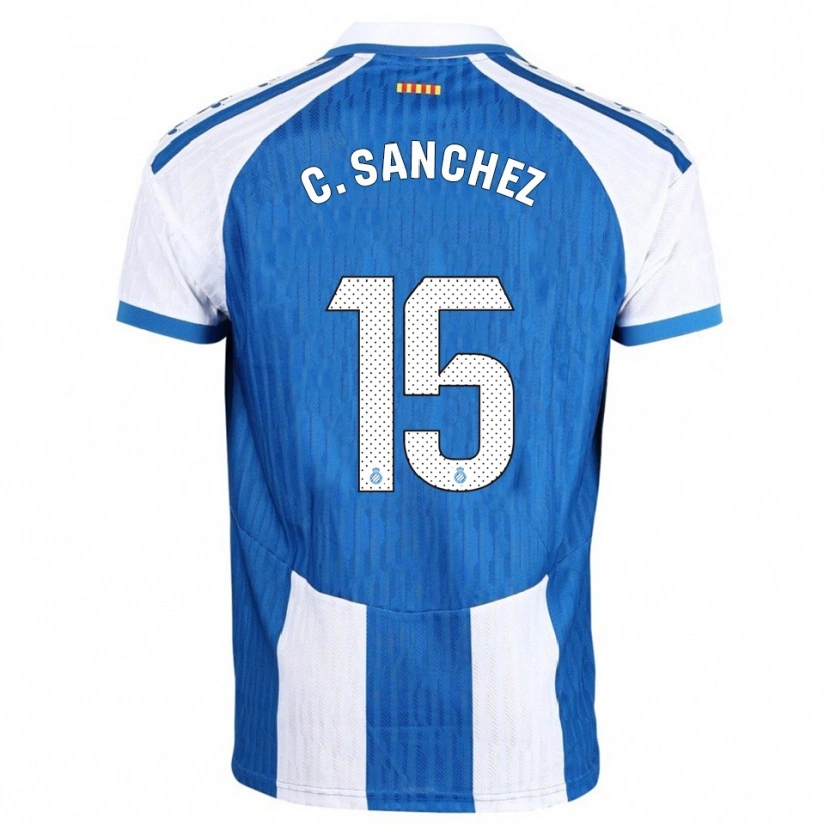 Danxen Bambino Maglia Carlos Sánchez #15 Blu Bianco Kit Gara Home 2025/26 Maglietta