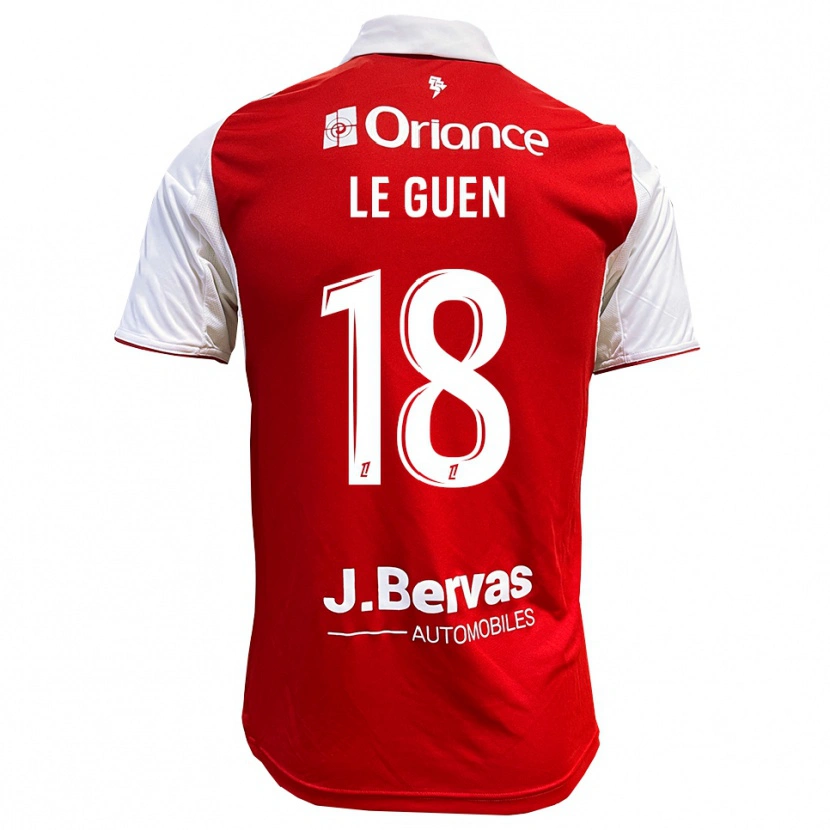 Danxen Bambino Maglia Raphaël Le Guen #18 Rosso Bianco Kit Gara Home 2025/26 Maglietta