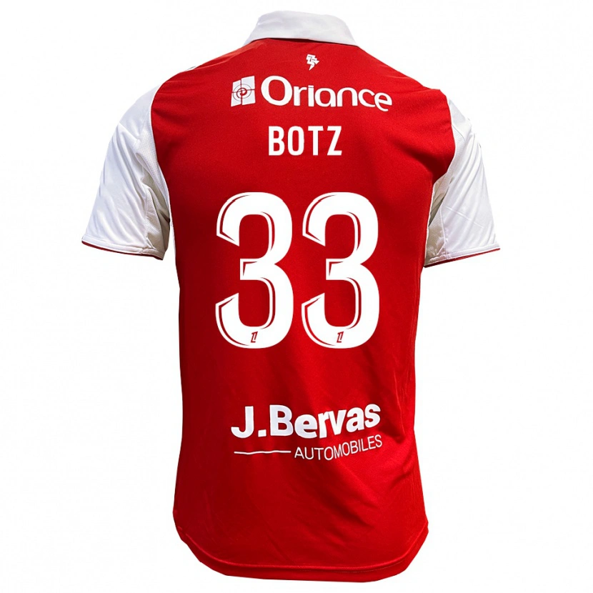 Danxen Bambino Maglia Léo Botz #33 Rosso Bianco Kit Gara Home 2025/26 Maglietta