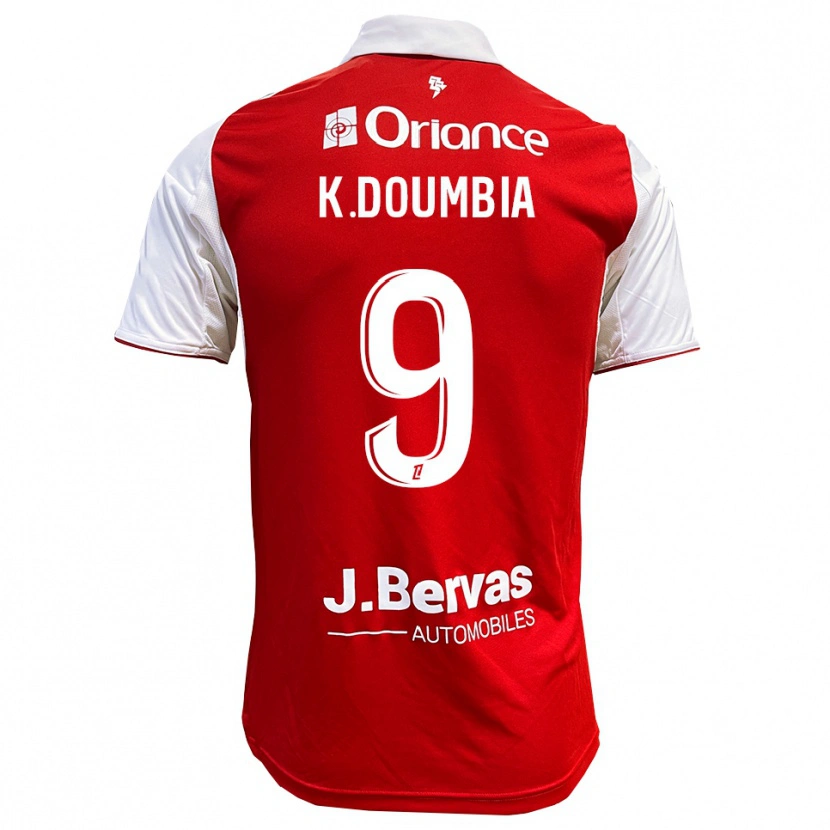 Danxen Bambino Maglia Kamory Doumbia #9 Rosso Bianco Kit Gara Home 2025/26 Maglietta