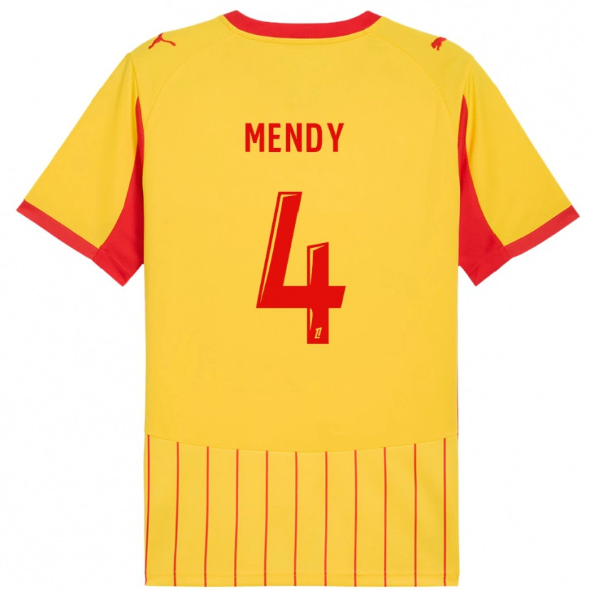 Danxen Bambino Maglia Ellijah Mendy #4 Giallo Rosso Kit Gara Home 2025/26 Maglietta
