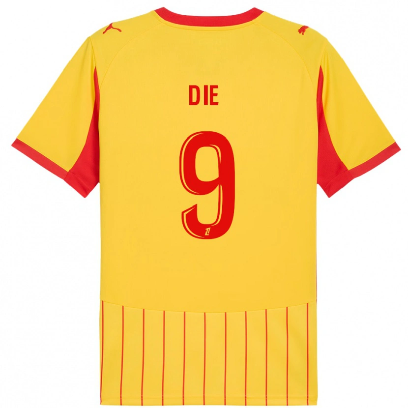 Danxen Bambino Maglia Samuel Dié #9 Giallo Rosso Kit Gara Home 2025/26 Maglietta