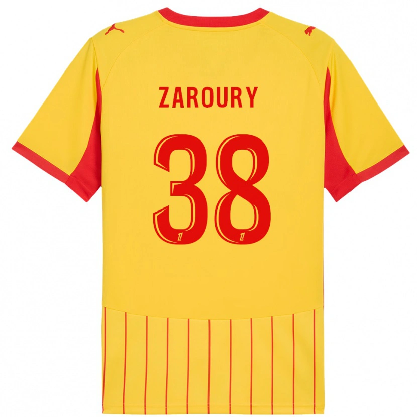 Danxen Bambino Maglia Anass Zaroury #38 Giallo Rosso Kit Gara Home 2025/26 Maglietta