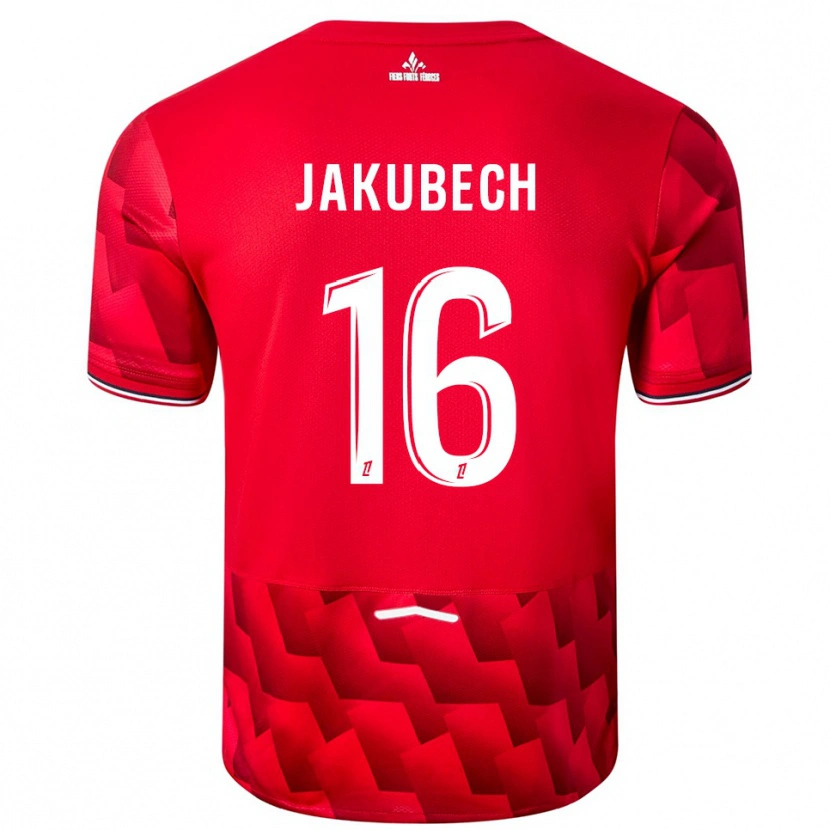 Danxen Bambino Maglia Adam Jakubech #16 Rosso Bianco Kit Gara Home 2025/26 Maglietta