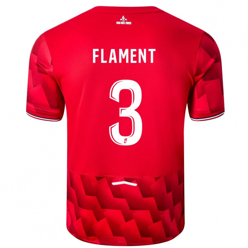 Danxen Bambino Maglia Corentin Flament #3 Rosso Bianco Kit Gara Home 2025/26 Maglietta