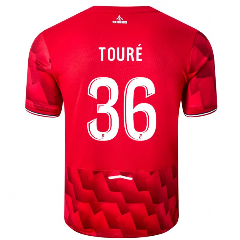 Danxen Bambino Maglia Ousmane Touré #36 Rosso Bianco Kit Gara Home 2025/26 Maglietta