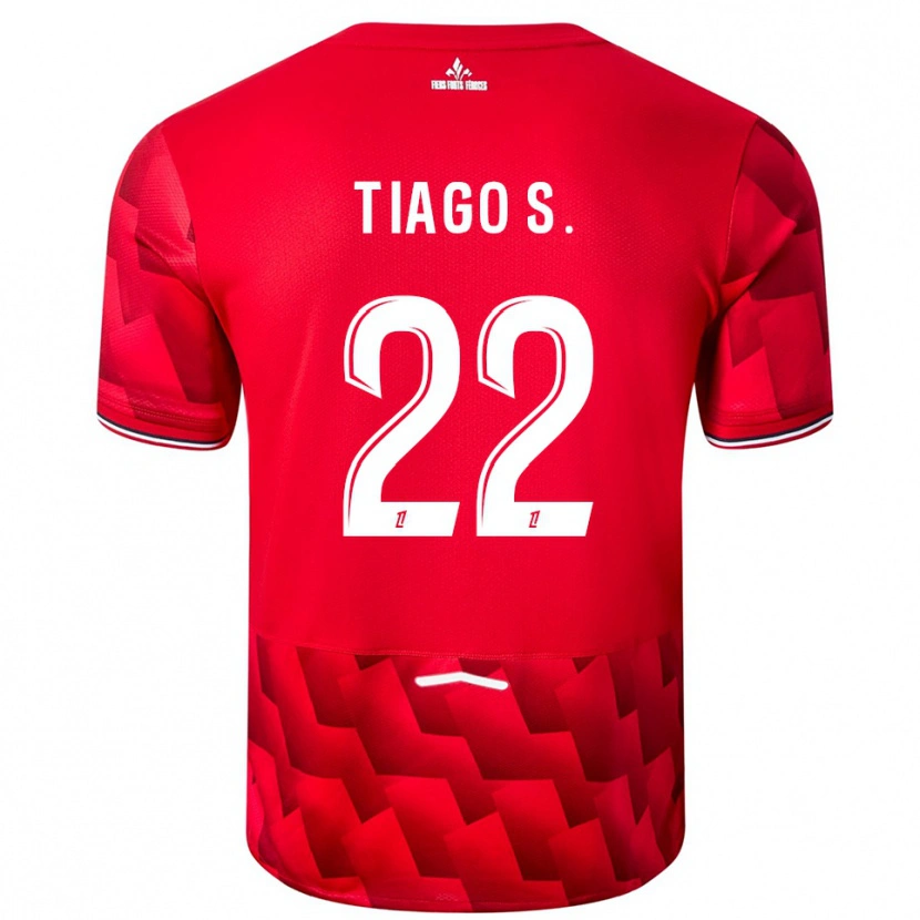 Danxen Bambino Maglia Tiago Santos #22 Rosso Bianco Kit Gara Home 2025/26 Maglietta