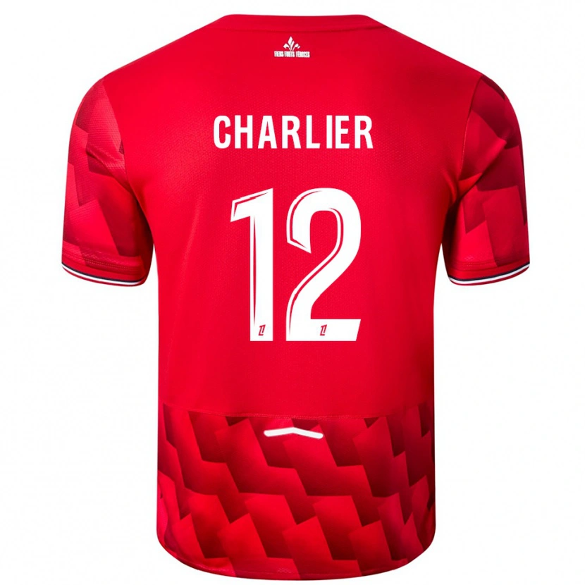 Danxen Bambino Maglia Amaury Charlier #12 Rosso Bianco Kit Gara Home 2025/26 Maglietta
