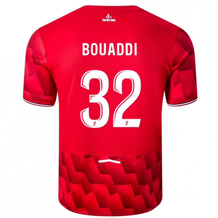 Danxen Bambino Maglia Ayyoub Bouaddi #32 Rosso Bianco Kit Gara Home 2025/26 Maglietta