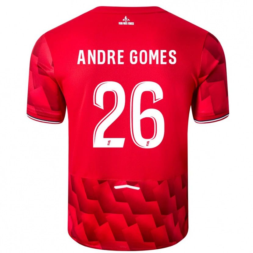 Danxen Bambino Maglia André Gomes #26 Rosso Bianco Kit Gara Home 2025/26 Maglietta