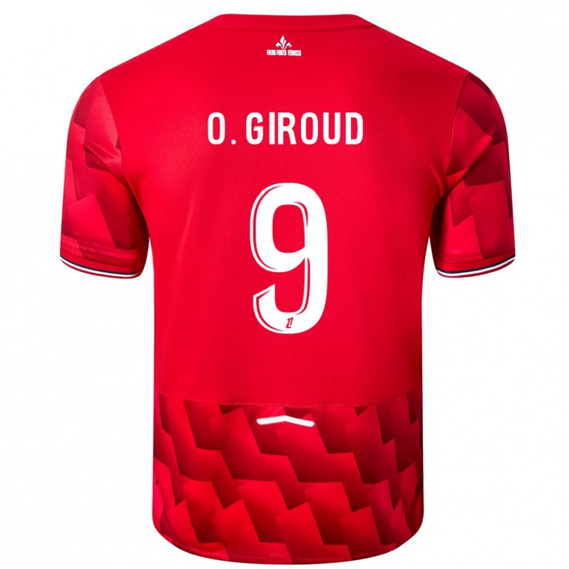 Danxen Bambino Maglia Olivier Giroud #9 Rosso Bianco Kit Gara Home 2025/26 Maglietta