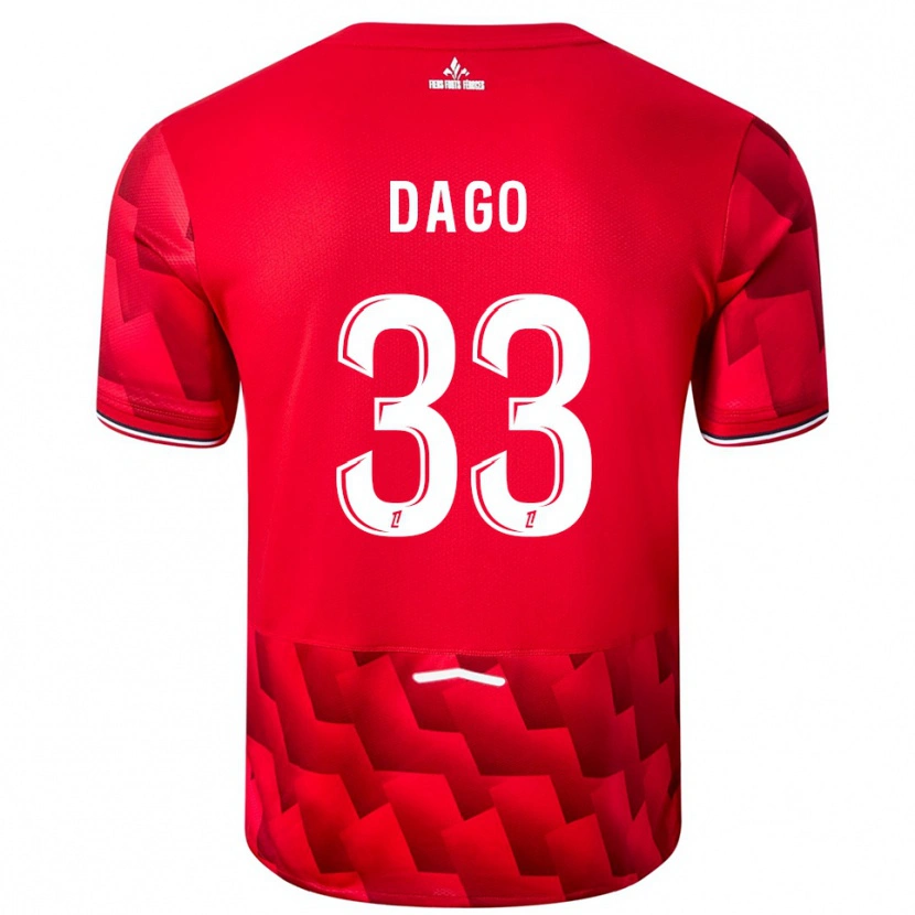 Danxen Bambino Maglia Trévis Dago #33 Rosso Bianco Kit Gara Home 2025/26 Maglietta