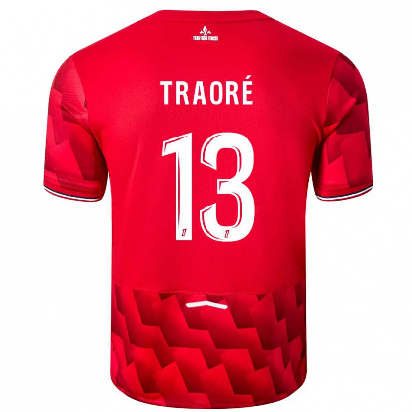 Danxen Bambino Maglia Yéli Traoré #13 Rosso Bianco Kit Gara Home 2025/26 Maglietta