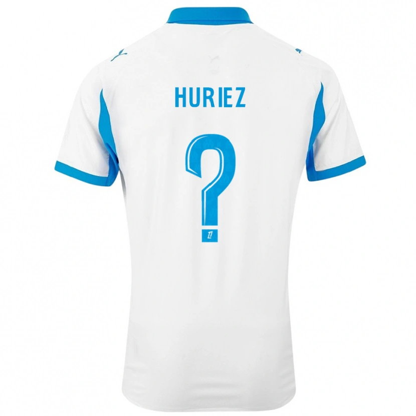 Danxen Bambino Maglia Evan Huriez #0 Bianco Azzurro Kit Gara Home 2025/26 Maglietta
