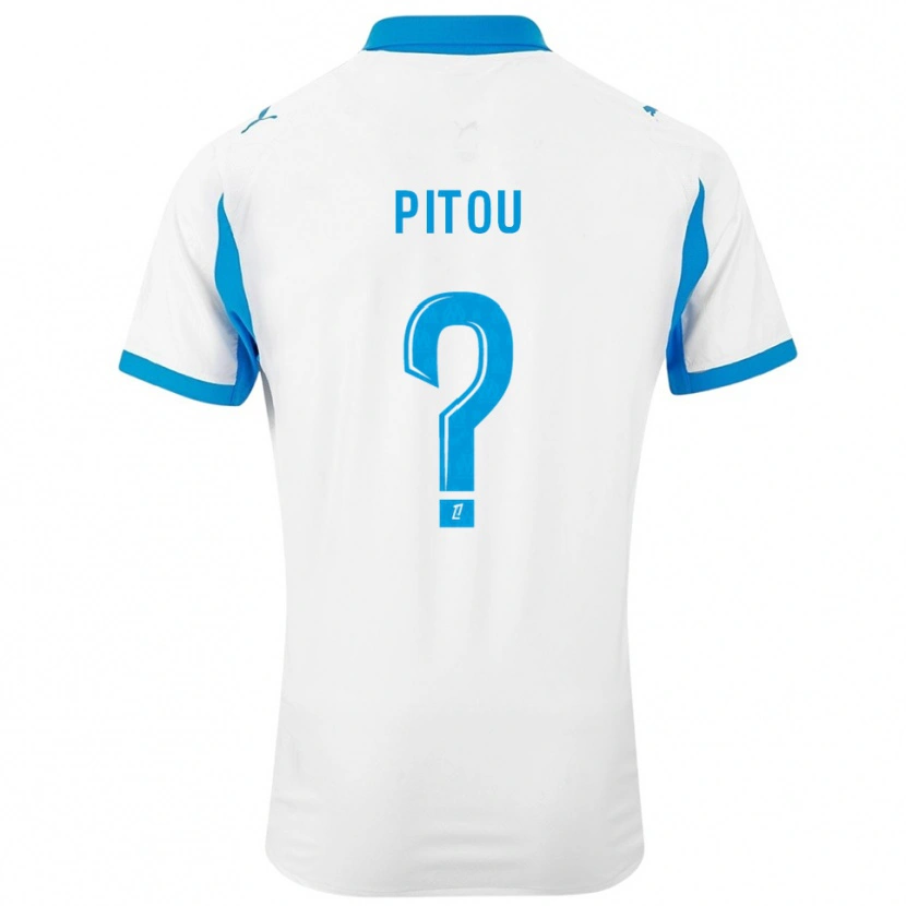 Danxen Bambino Maglia Jonathan Pitou #0 Bianco Azzurro Kit Gara Home 2025/26 Maglietta