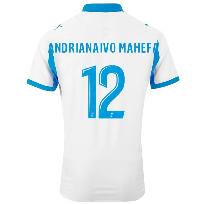 Danxen Bambino Maglia Mathis Andrianaivo Mahefa #12 Bianco Azzurro Kit Gara Home 2025/26 Maglietta