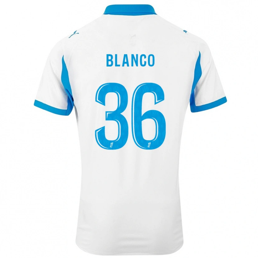 Danxen Bambino Maglia Rubén Blanco #36 Bianco Azzurro Kit Gara Home 2025/26 Maglietta