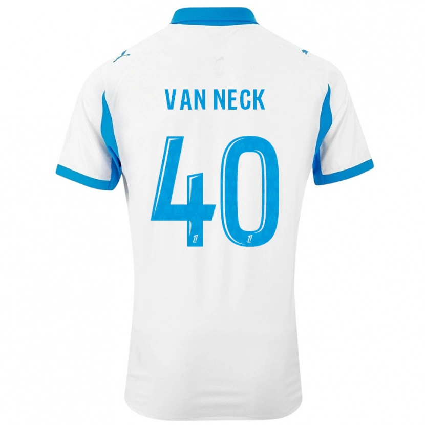 Danxen Bambino Maglia Jelle Van Neck #40 Bianco Azzurro Kit Gara Home 2025/26 Maglietta