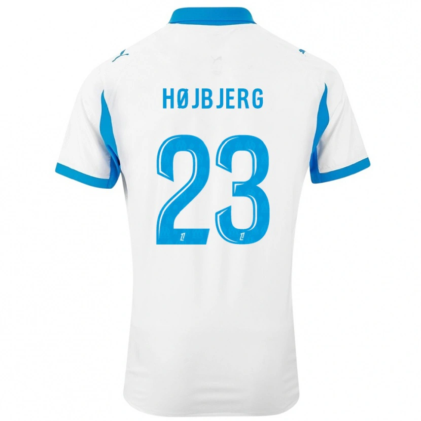 Danxen Bambino Maglia Pierre-Emile Højbjerg #23 Bianco Azzurro Kit Gara Home 2025/26 Maglietta