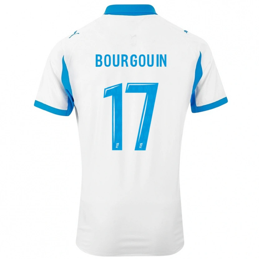 Danxen Bambino Maglia Laura Bourgouin #17 Bianco Azzurro Kit Gara Home 2025/26 Maglietta
