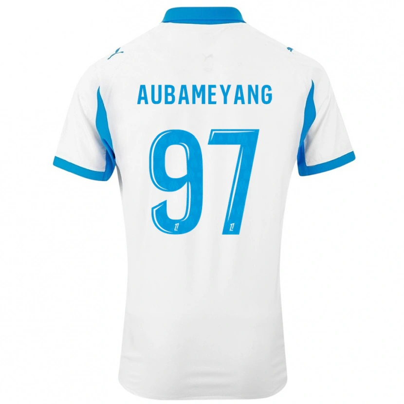 Danxen Bambino Maglia Pierre-Emerick Aubameyang #97 Bianco Azzurro Kit Gara Home 2025/26 Maglietta