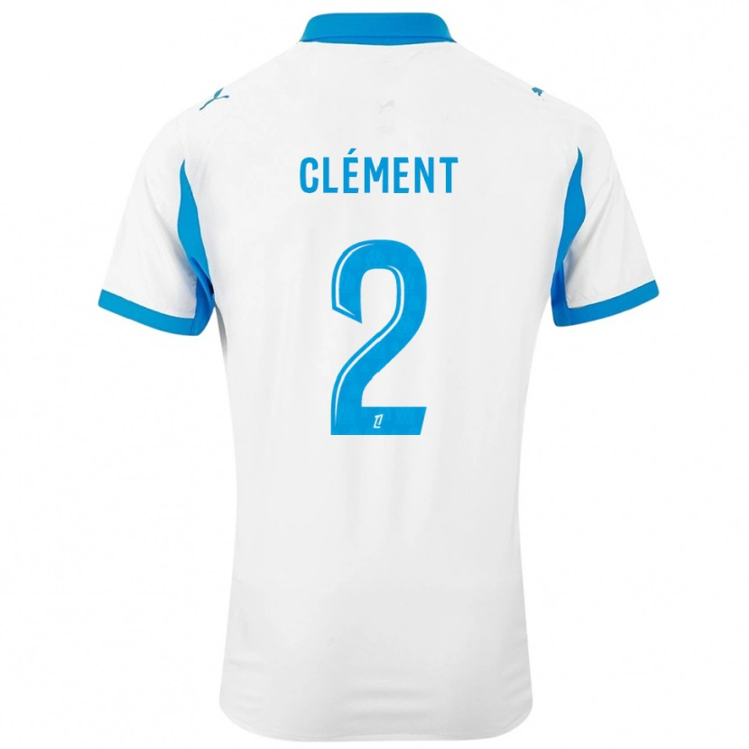 Danxen Bambino Maglia Mathis Clément #2 Bianco Azzurro Kit Gara Home 2025/26 Maglietta