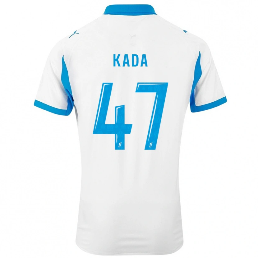 Danxen Bambino Maglia Joakim Kada #47 Bianco Azzurro Kit Gara Home 2025/26 Maglietta