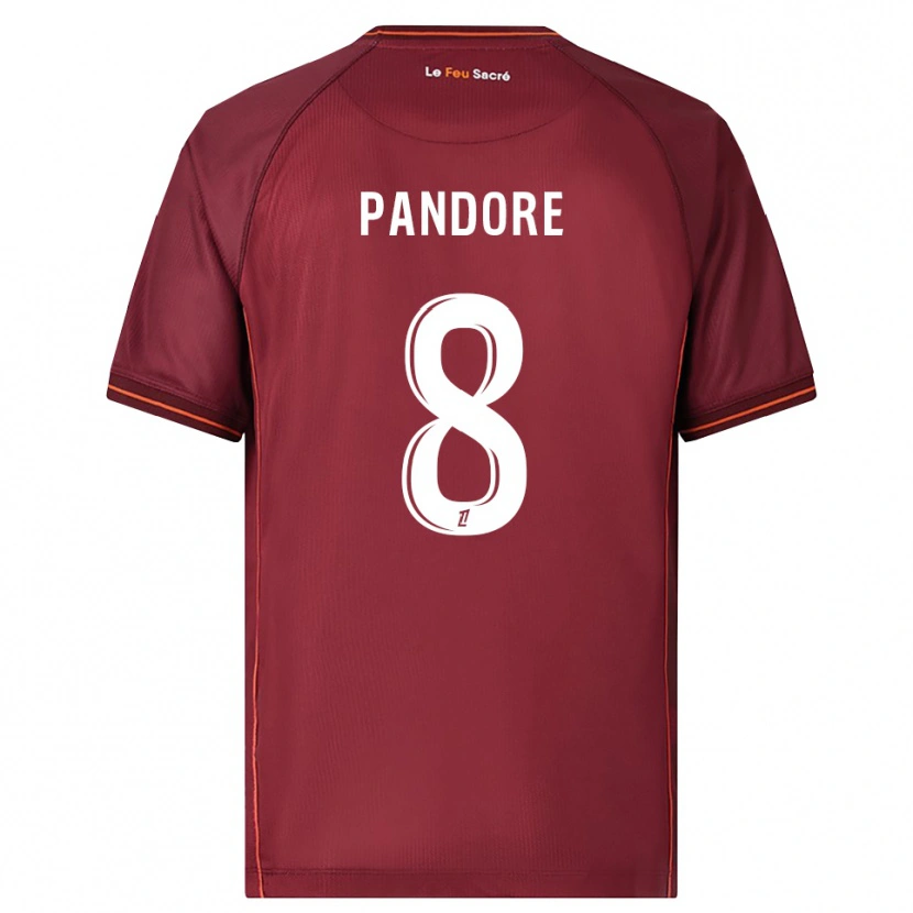 Danxen Bambino Maglia Jahyann Pandore #8 Borgogna Bianco Kit Gara Home 2025/26 Maglietta