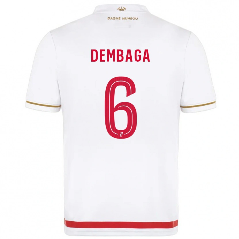 Danxen Bambino Maglia Boubakar Dembaga #6 Rosso Bianco Kit Gara Home 2025/26 Maglietta