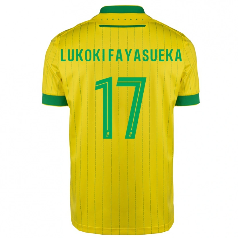 Danxen Bambino Maglia Kévin Lukoki Fayasueka #17 Giallo Verde Kit Gara Home 2025/26 Maglietta