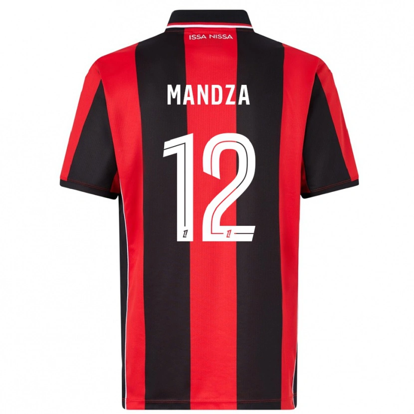 Danxen Bambino Maglia Xavier Mandza #12 Rosso Nero Kit Gara Home 2025/26 Maglietta
