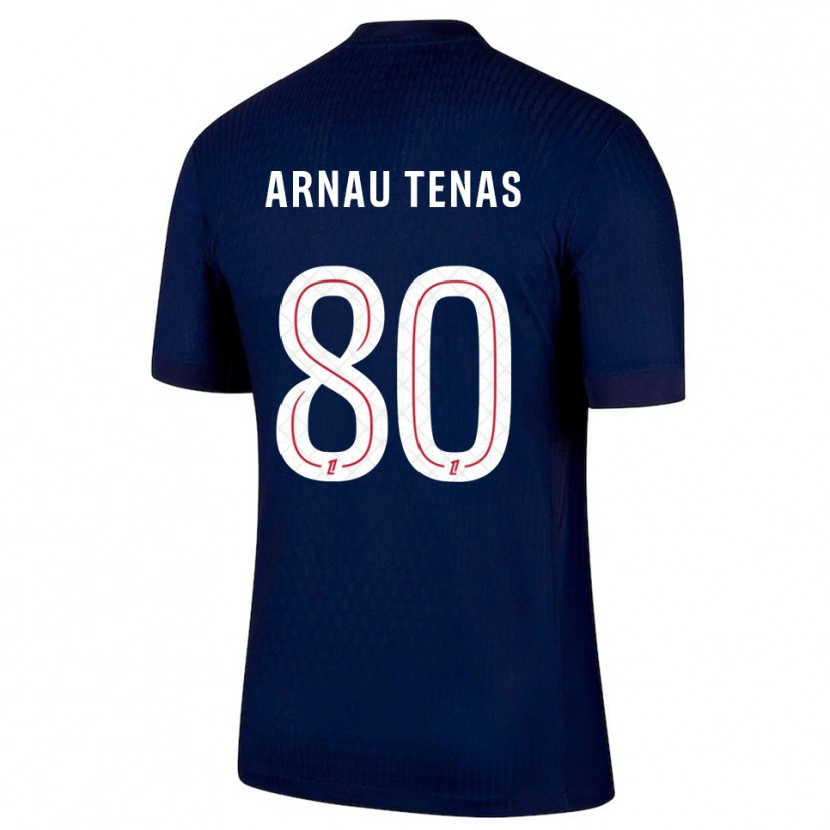 Danxen Bambino Maglia Arnau Tenas #80 Blu Scuro Rosso Kit Gara Home 2025/26 Maglietta