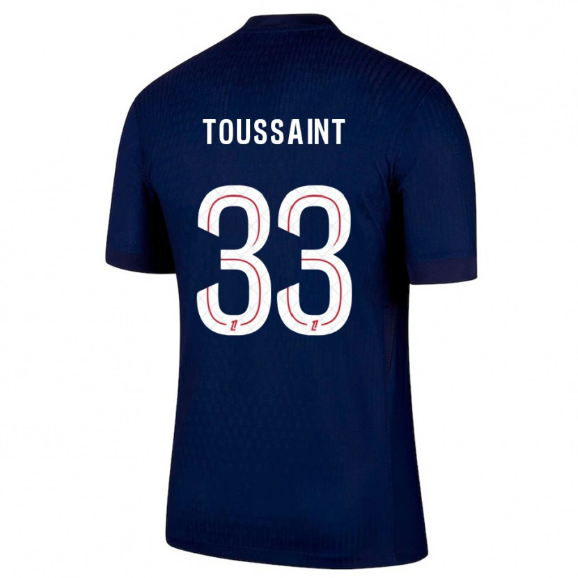Danxen Bambino Maglia Océane Toussaint #33 Blu Scuro Rosso Kit Gara Home 2025/26 Maglietta