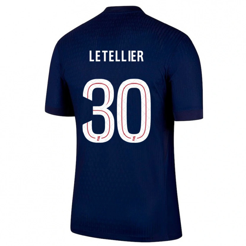 Danxen Bambino Maglia Alexandre Letellier #30 Blu Scuro Rosso Kit Gara Home 2025/26 Maglietta