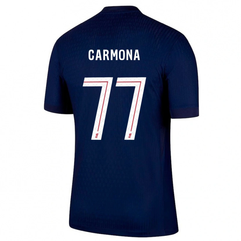 Danxen Bambino Maglia Olga Carmona #77 Blu Scuro Rosso Kit Gara Home 2025/26 Maglietta