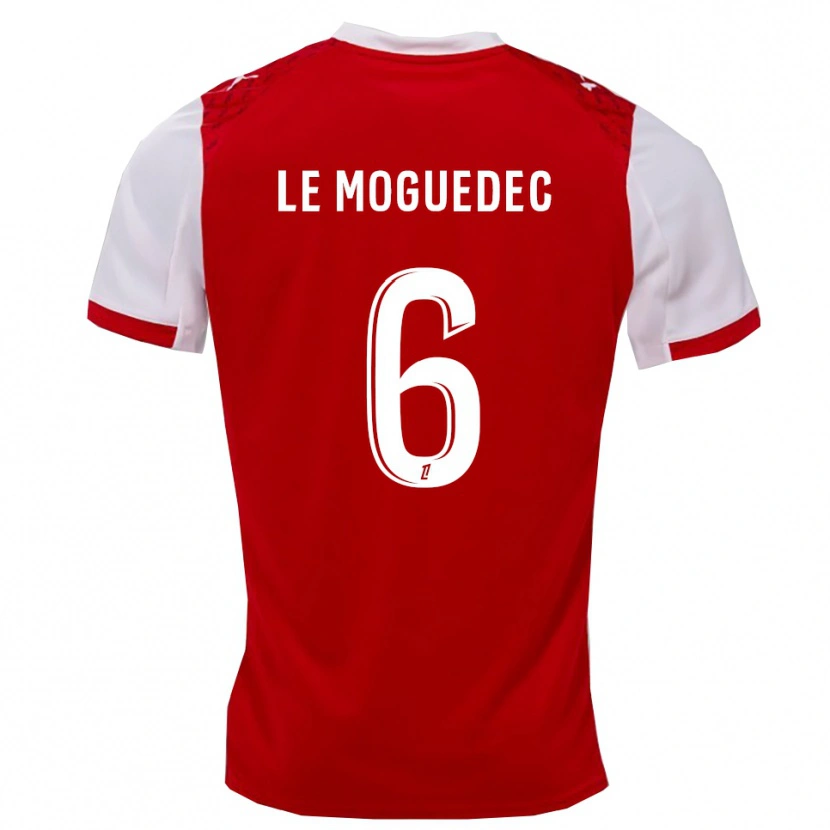 Danxen Bambino Maglia Anaële Le Moguédec #6 Rosso Bianco Kit Gara Home 2025/26 Maglietta