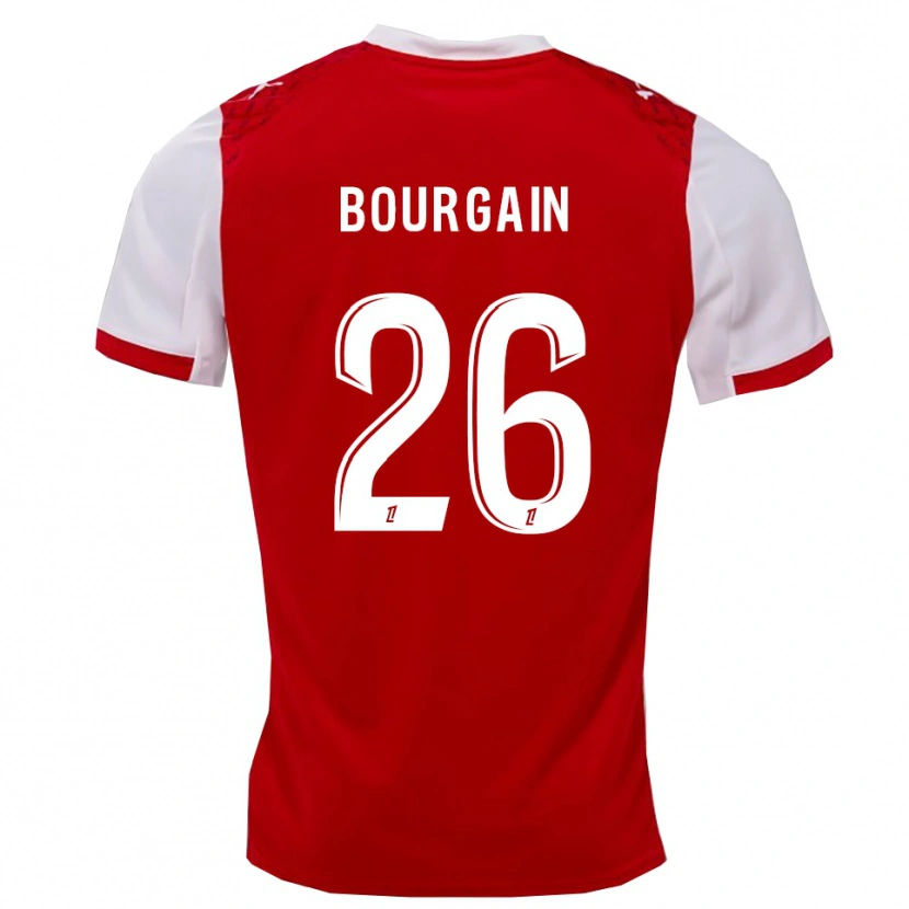 Danxen Bambino Maglia Léa Bourgain #26 Rosso Bianco Kit Gara Home 2025/26 Maglietta