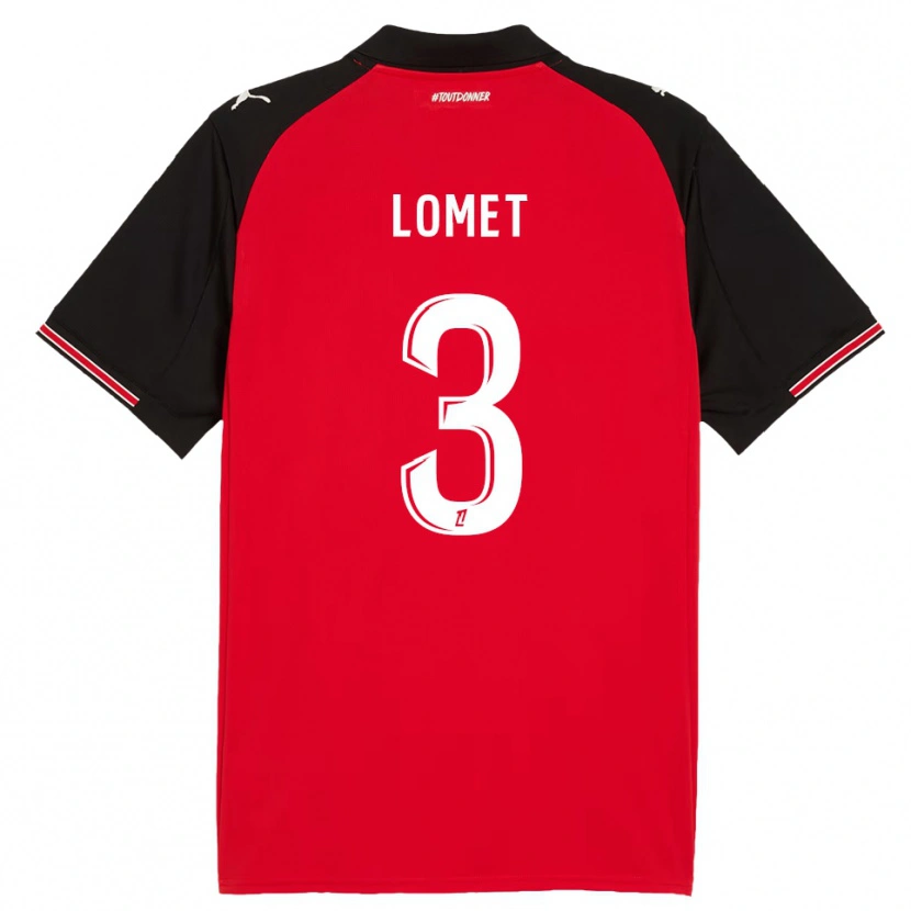 Danxen Bambino Maglia Ruben Lomet #3 Rosso Nero Kit Gara Home 2025/26 Maglietta