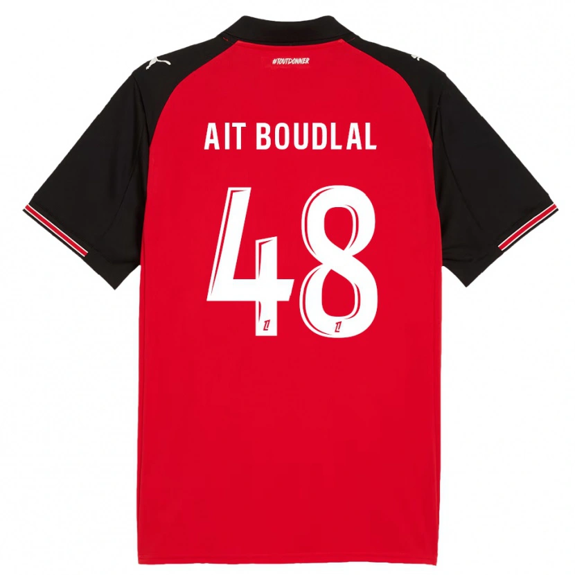 Danxen Bambino Maglia Abdelhamid Ait Boudlal #48 Rosso Nero Kit Gara Home 2025/26 Maglietta