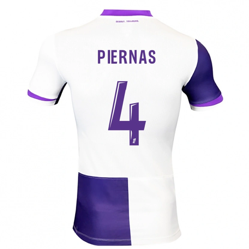 Danxen Bambino Maglia Gaëtan Bakhouche Piernas #4 Viola Bianco Kit Gara Home 2025/26 Maglietta